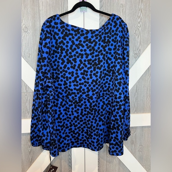 230. NWT AVA & VIV Sweetheart Neckline Bold Blue Blouse - Picture 2 of 6